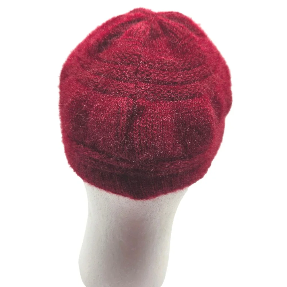 Women's Cozy Knit Hat and‎ Handwarmer Set Burgundy Soft Warm Winter Fashion